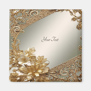 Aimant floral orné moderne en or