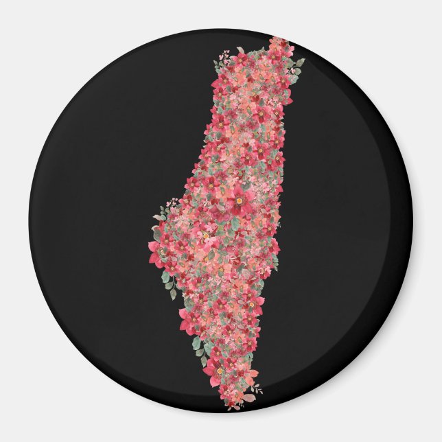 Aimant Floral Palestine carte la liberté artistique pour  (Devant)