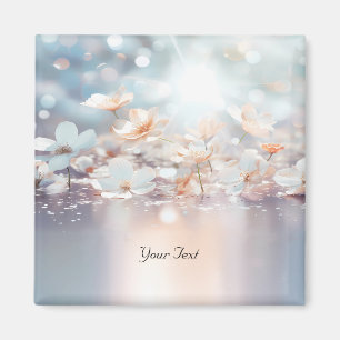 Aimant floral pêche blanche