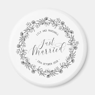 Aimant Floral personnalisé juste marié  Réfrigérateur