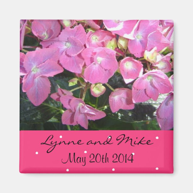 Aimant Floral rose chaud Enregistrer la date (Devant)