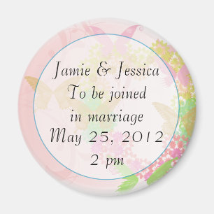 Aimant Floral rose Enregistrer la date
