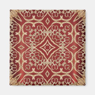 Aimant floral rouge or moderne