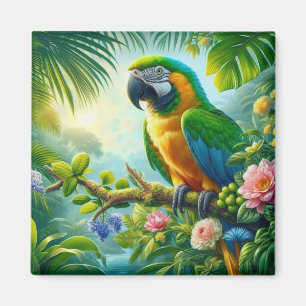 Aimant Floral tropical macaw vert