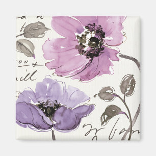 Aimant Floral Valse Plum Aquarelle Fleurs