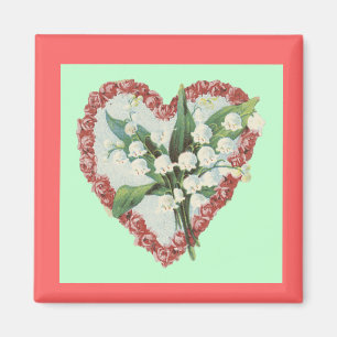 Aimant floral vintage de coeur
