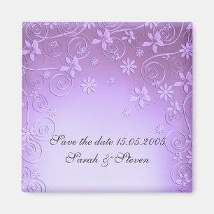 Aimant floral violet de date d'économies d'art