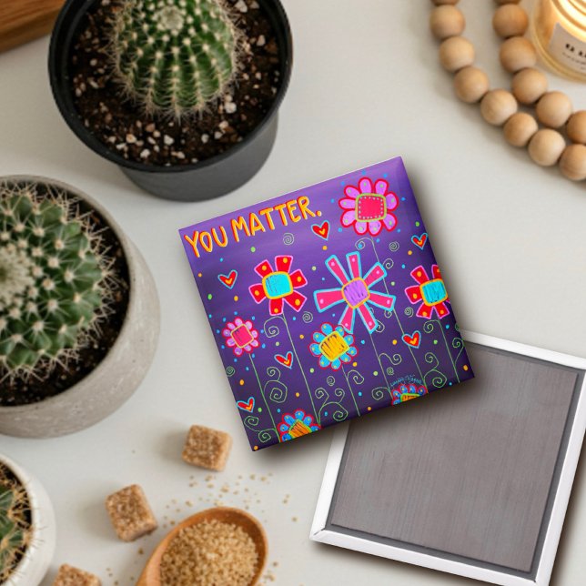 Aimant Floral Violet Vous Importe. Inspiration. Tendance. (Créateur téléchargé)