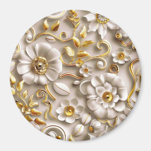 Aimant Flore blanche stylisée