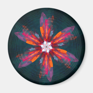 Aimant Flore Mandala Flowers Orange Red Blue Abstract