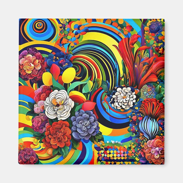 Aimant Flore psychédélique 2 (Devant)