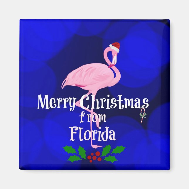 Aimant Florida Noël Salutations de Père Noël Flamant rose (Devant)