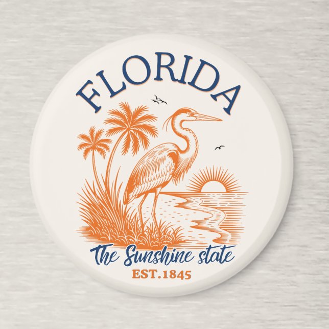 Aimant Florida The Sunshine State – Beach & Palms Design (Créateur téléchargé)