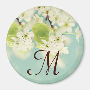 Aimant Flowe en fleurs de cerisier blanc Monogramme Aiman