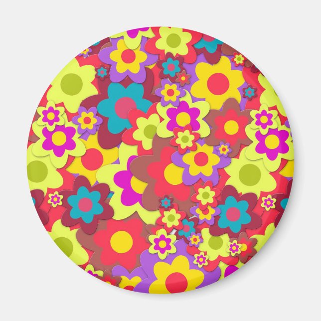 Aimant Flower Power 60s hippy (Devant)