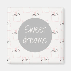 Aimant Fluffy Marshmallow Kitty en rose Sweet Dreams
