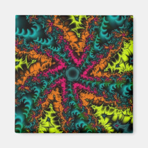 Aimant Fluorescent, fluo, fluos Art fractal bleu et oran