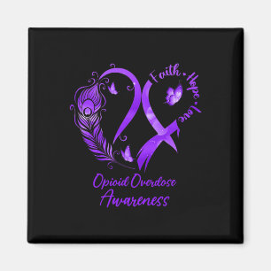 Aimant Foi Coeur Hope Amour Opioïde overdose violet Ribbo