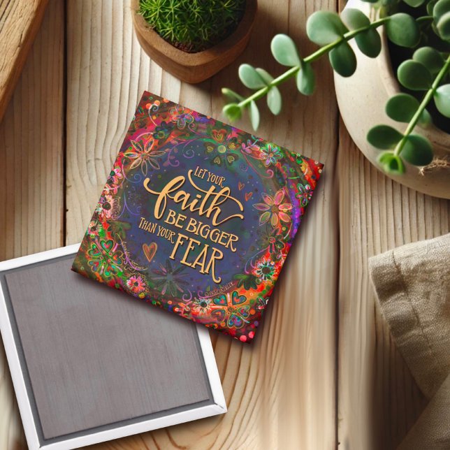 Aimant Foi plus grande que la peur Inspiritie Joli Floral (Créateur téléchargé)