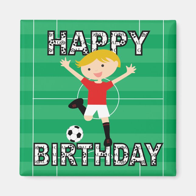 Aimant Football Anniversaire Garçon 1 Rouge et Blanc (Devant)