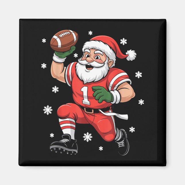 Aimant Football Santa Claus Lineman Christmas Quarterback (Devant)