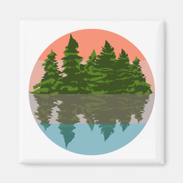 Aimant Forêt Coucher Nature Pins Arbres (Devant)