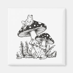 Aimant Forêt de champignons de grenouille esthétique vint