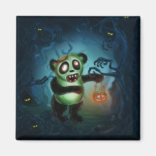 Aimant Forêt de Zombie Panda Halloween