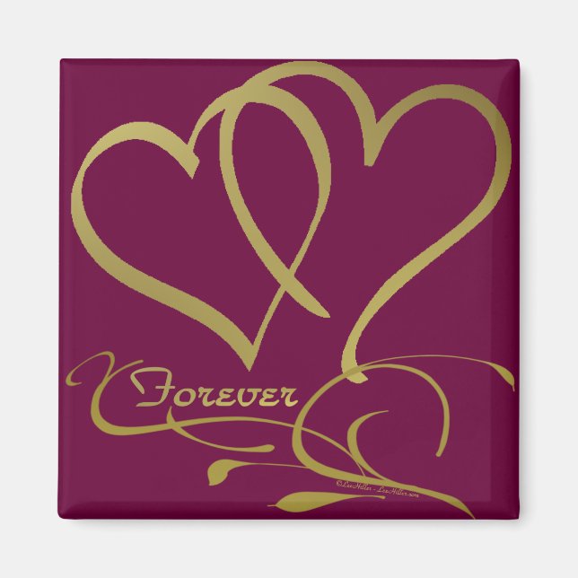 Aimant Forever Hearts Gold éditable couleurs arrière - pl (Devant)