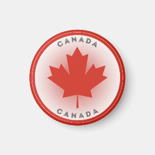 Aimant Forme circulaire de feuille d'érable du Canada
