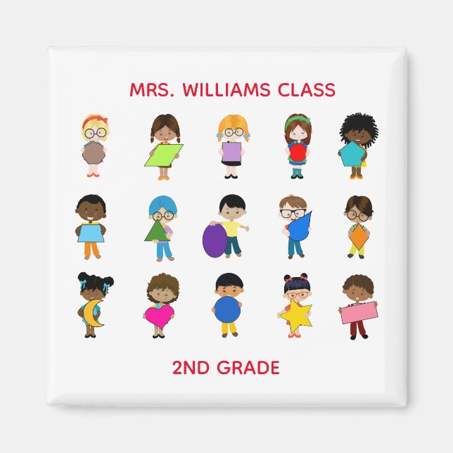 Aimant Formes colorées Enfants multiculturels (Devant)