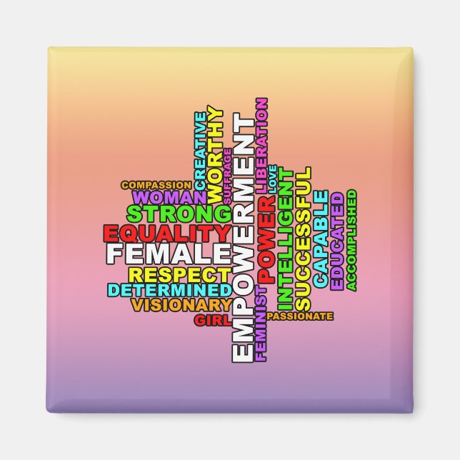Aimant Forte femme Word Cloud (Devant)