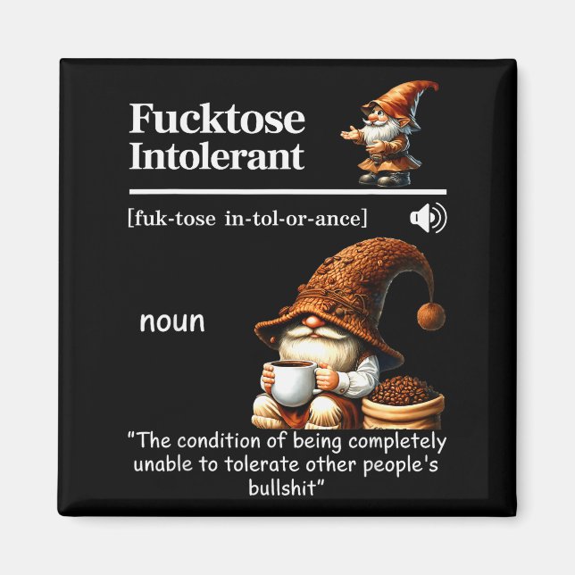 Aimant Fortose Intolerant Definition Funny Gnome Coffee  (Devant)