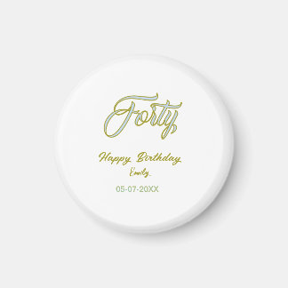 Aimant forty birthday name date blue green pastel trendy
