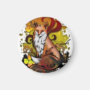 Aimant Fox Woodland Circle dans un automne cosy