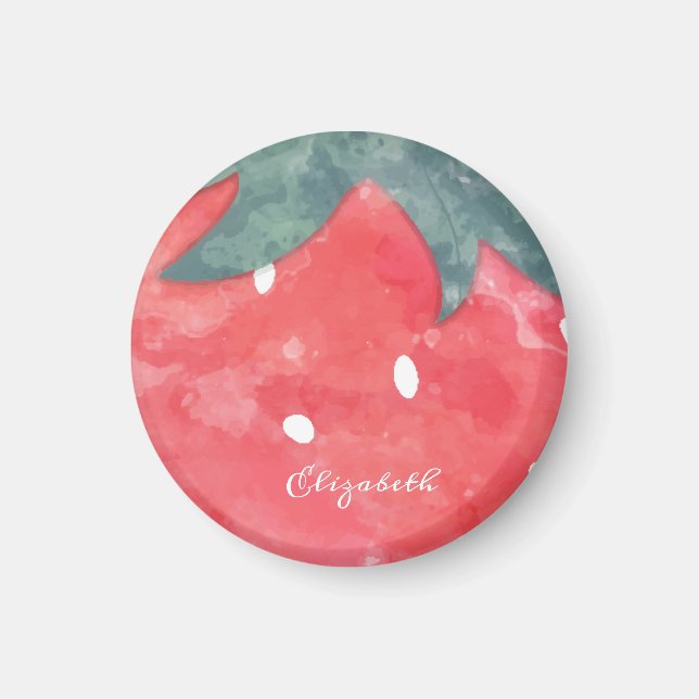 Aimant Fraise à l'aquarelle mignonne (Devant)