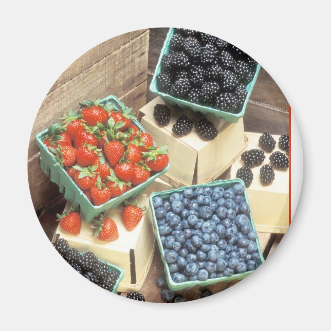 Aimant Framboises fraîches cuites Bleuets (Devant)