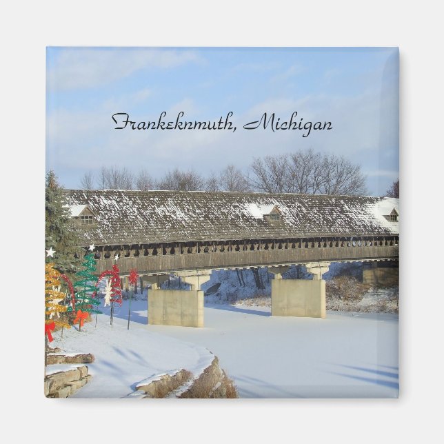 Aimant Frankenmuth Michigan Pont couvert en bois (Devant)
