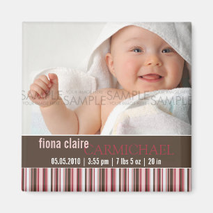 Aimant Frappes d'hiver rose ・ Faire-part bébé