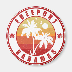 Aimant Freeport Bahamas Palm Trees Vintages 80s Souvenirs