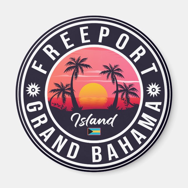 Aimant Freeport Bahamas Retro Sunset Souvenirs 60s (Devant)