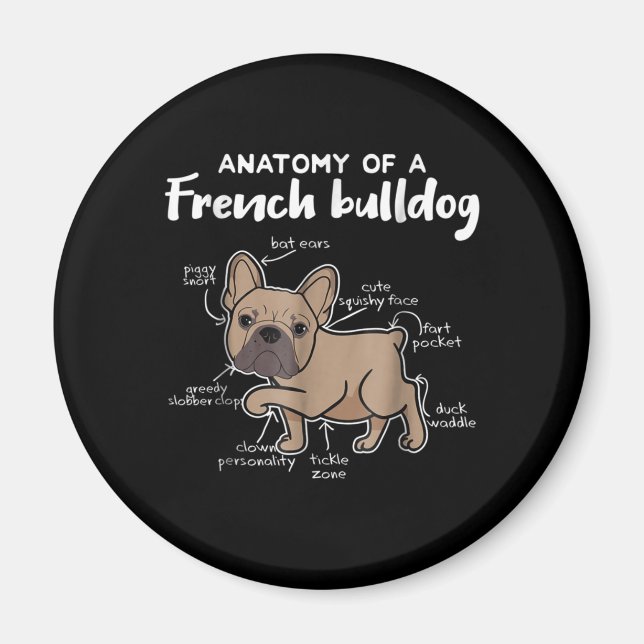 Aimant Frenchie Gift | Anatomie D'Un Cadeau Français De B (Devant)