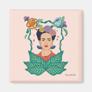 Aimant Frida Kahlo Graphisme du cadre floral
