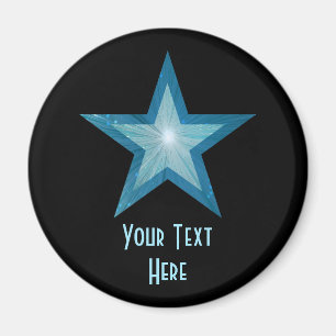 Aimant frigo Blue Star 'Your Text' noir