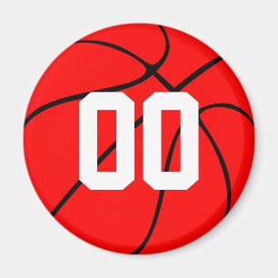 Aimant frigo de basket-ball rouge et noir personna
