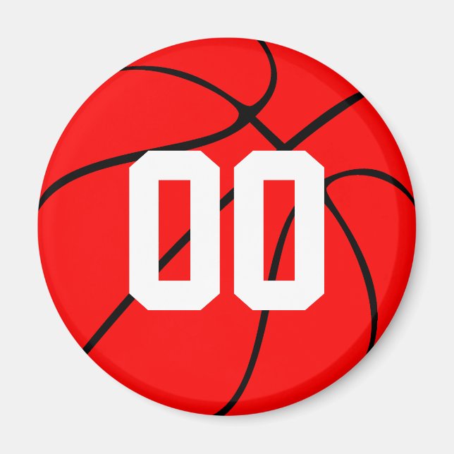 Aimant frigo de basket-ball rouge et noir personna (Devant)