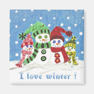 Aimant frigo de la famille des Snowmen.