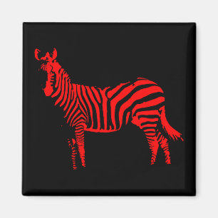 Aimant frigo en silhouette rouge Zebra