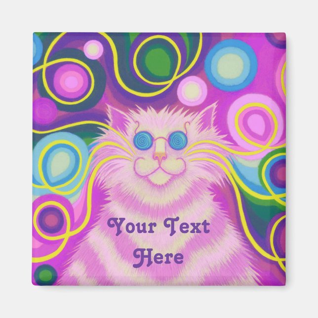Aimant frigo Psy-cat-delic rose 'Your Text' (Devant)