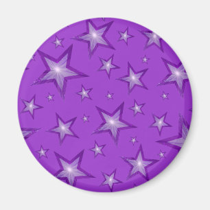 Aimant frigo Purple Star rond violet